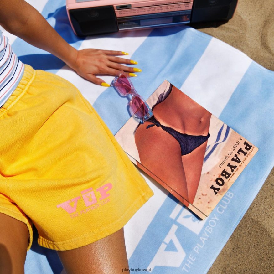 Playboy رجال عرق VIP Club قصير باللون الأصفر R820R652 ملابس إبداعي