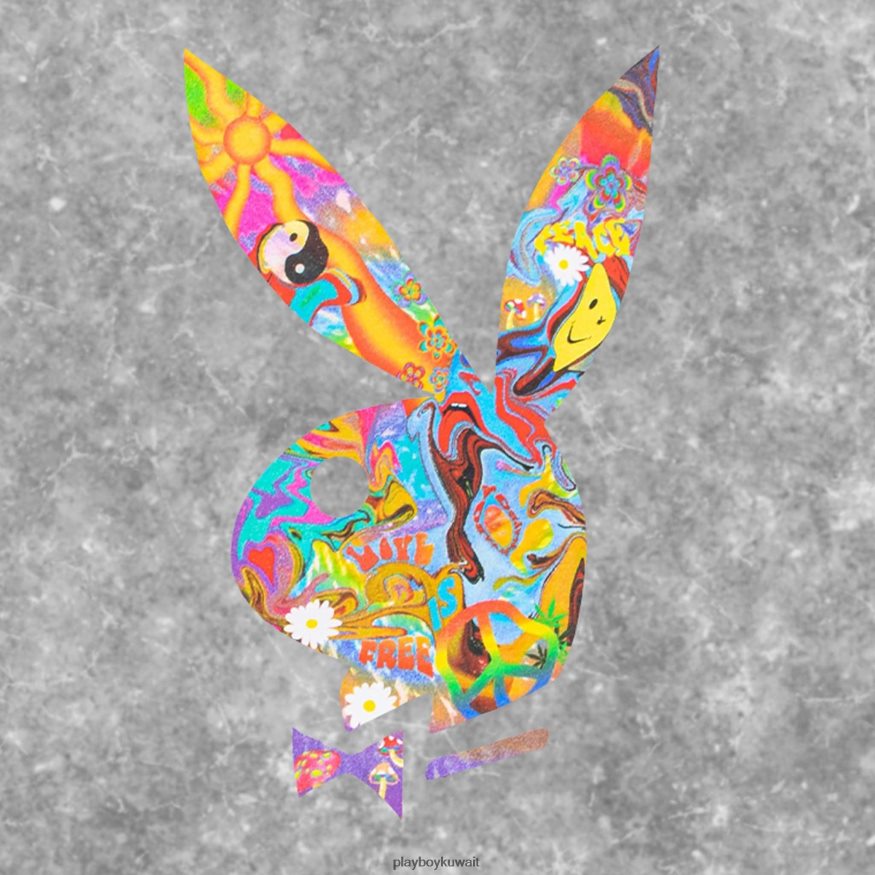 Playboy x Color Bars رجال قم برحلة تي شيرت مصبوغ بالدخان R820R231 ملابس إبداعي