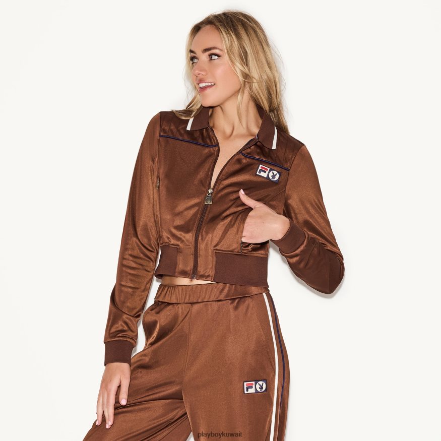 Playboy x FILA نحيف سترة جيل رفيعة بسحاب R820R1093 ملابس بني