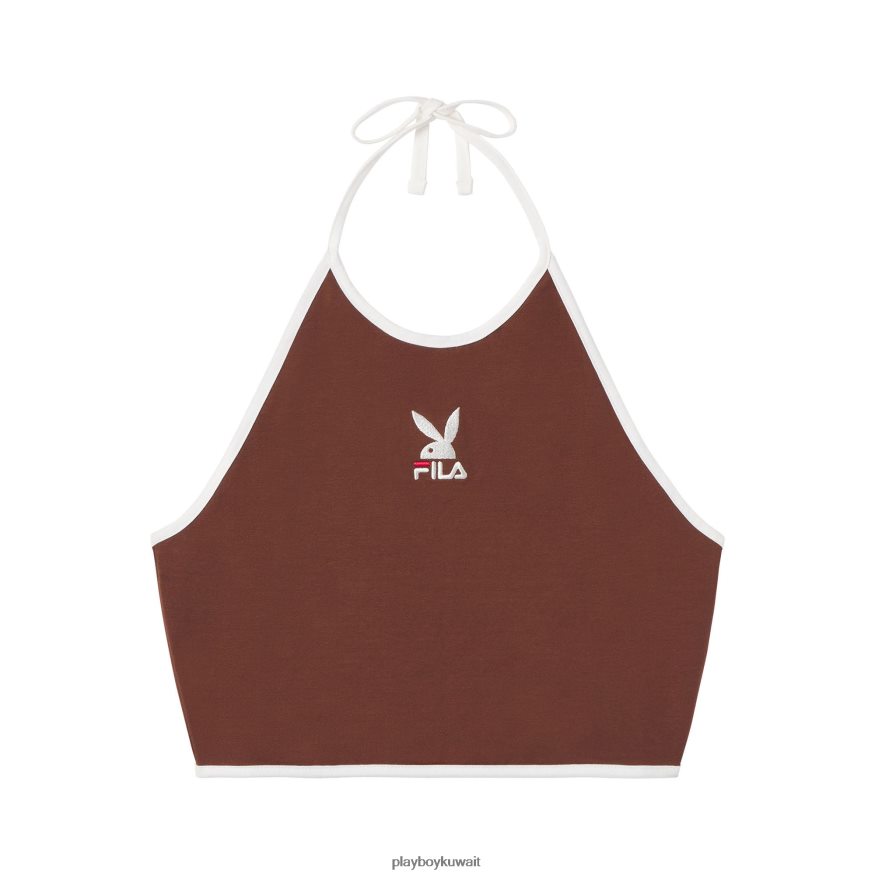 Playboy x FILA نحيف ساندرا الرسن الأعلى R820R953 ملابس بني