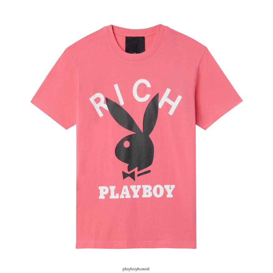Playboy x John Richmond رجال شعار تي شيرت R820R127 ملابس ضارب الى الحمرة