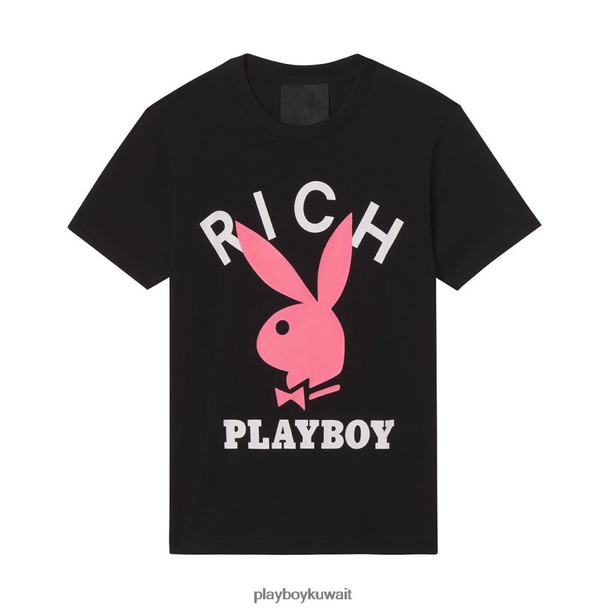 Playboy x John Richmond رجال شعار تي شيرت R820R129 ملابس أسود