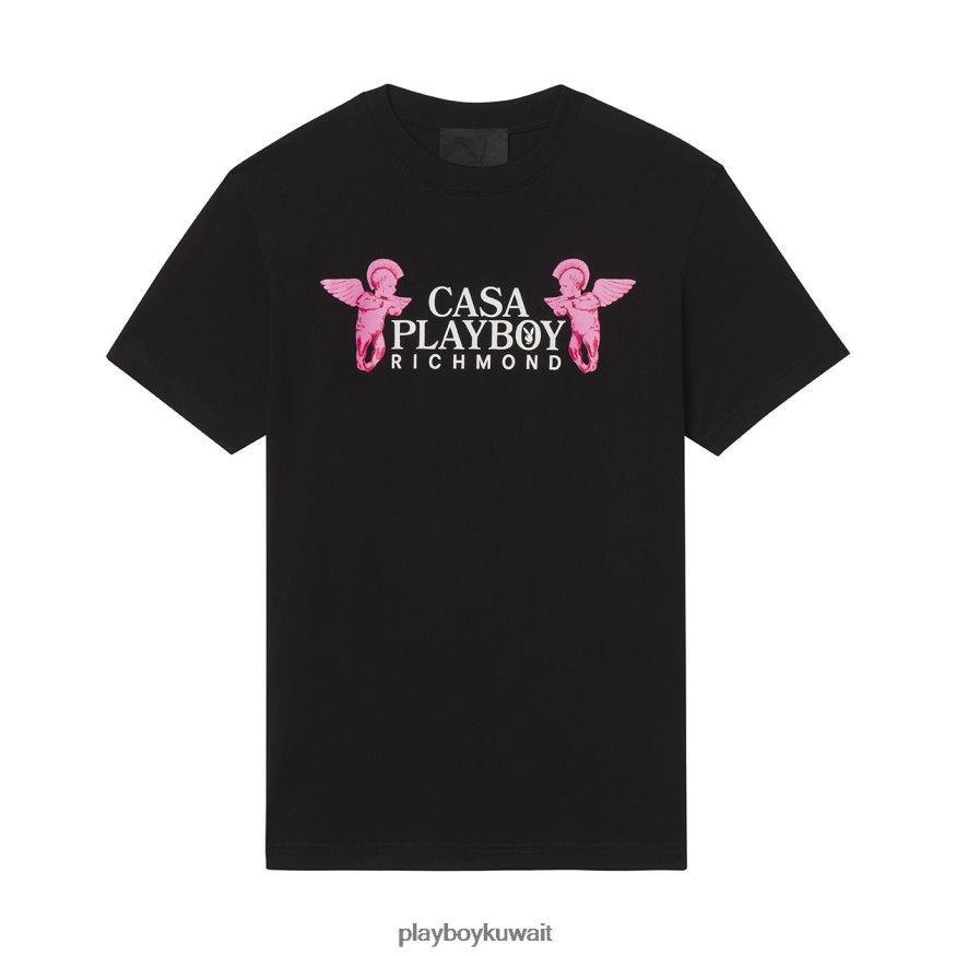 Playboy x John Richmond رجال تي شيرت كازا R820R334 ملابس أسود