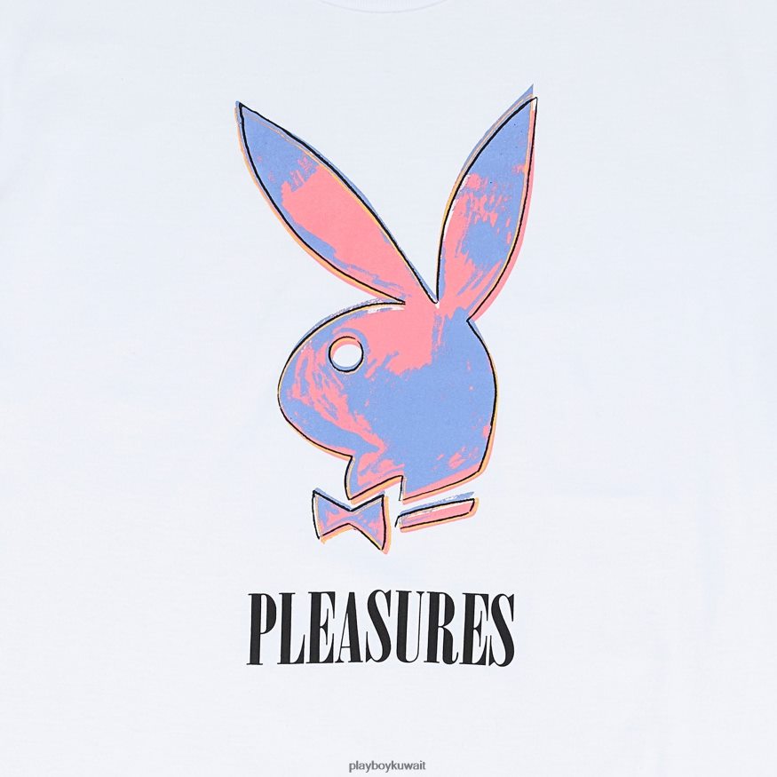 Playboy x Pleasures رجال تي شيرت فن البوب R820R131 ملابس أبيض