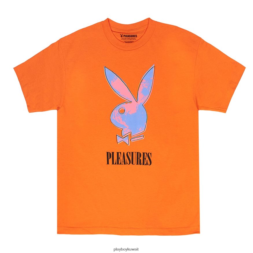 Playboy x Pleasures رجال تي شيرت فن البوب R820R176 ملابس البرتقالي