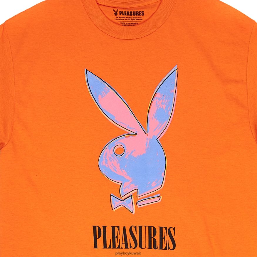 Playboy x Pleasures رجال تي شيرت فن البوب R820R176 ملابس البرتقالي