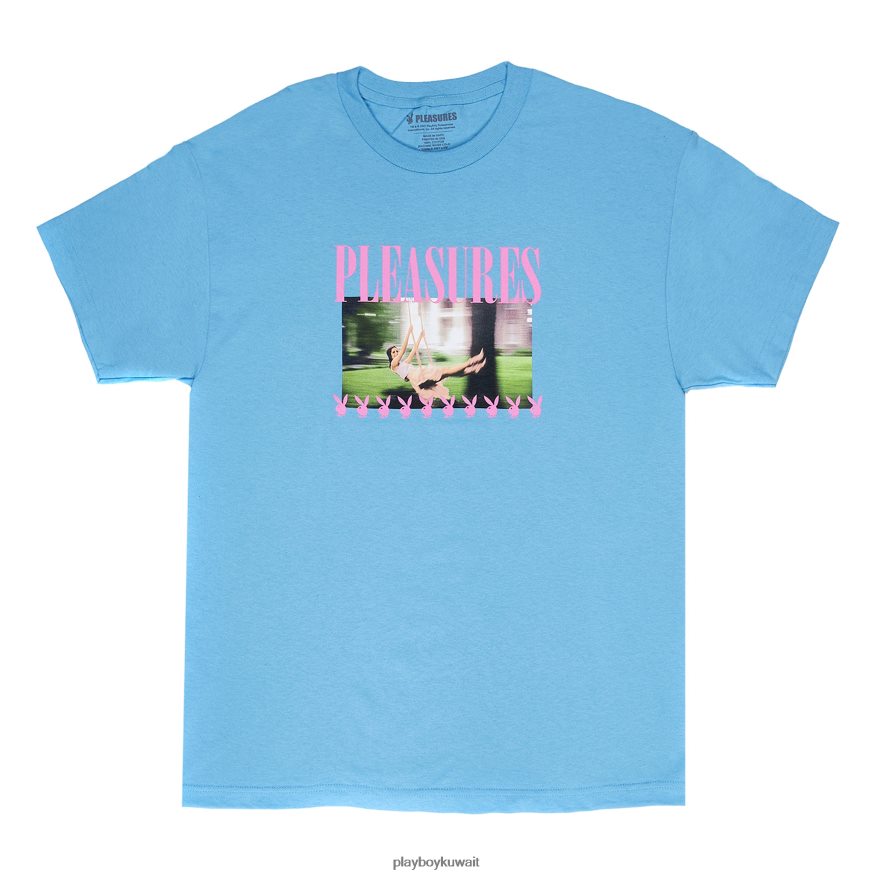 Playboy x Pleasures رجال يتأرجح تي شيرت زميل اللعب R820R179 ملابس أزرق