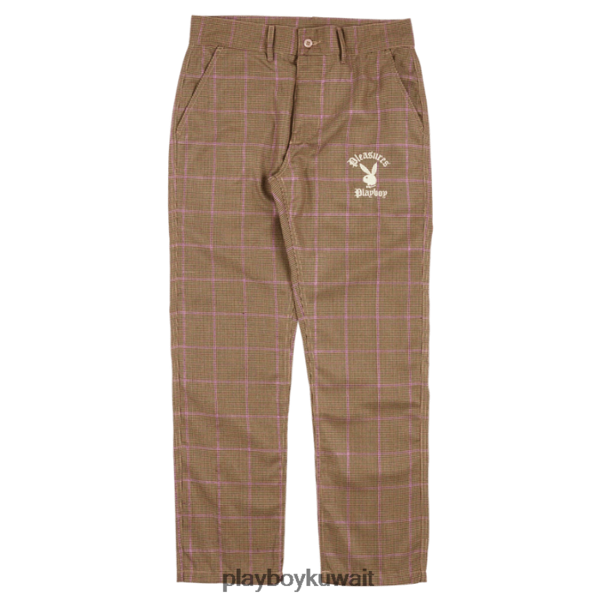 Playboy x Pleasures رجال بنطلون الصدام R820R536 ملابس بني